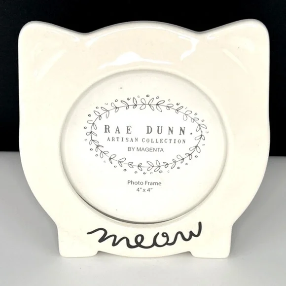 Rae Dunn - ‘Meow’ ceramic picture frame. 4“ x 4“. NWT Firm!
