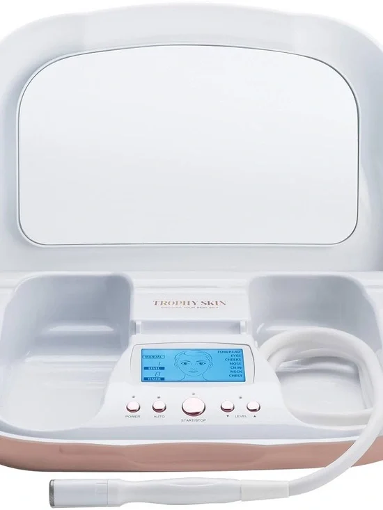 Trophy Skin Facial Microdermabrasion Device in White & Blush