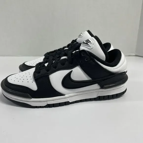 Nike Wmns Dunk Low Twist Panda DZ2794 001 Size 5 Women Black White Leather Shoe
