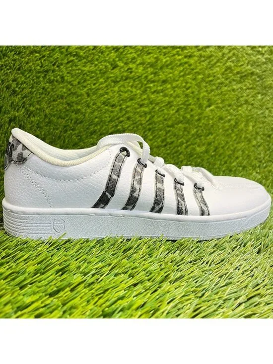 K-Swiss Court Pro II Leopard Womens Size 7 White Black Athletic Shoes Sneakers