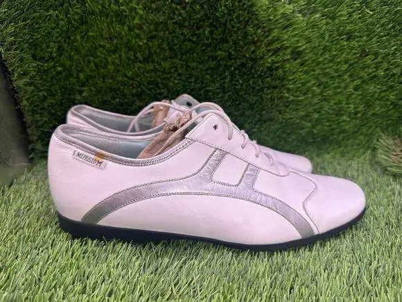 Mephisto Athletic Sneaker Shoes Women's 9.5 White Leather Walking Runoff CoolAir