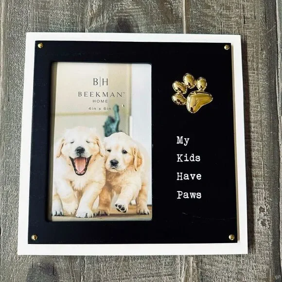 My Kids Have Paws Dog Paw Print Wood Picture Frame