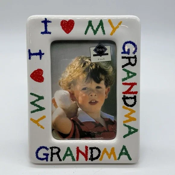 VTG I Love My Grandma Ceramic Picture Frame 4x6