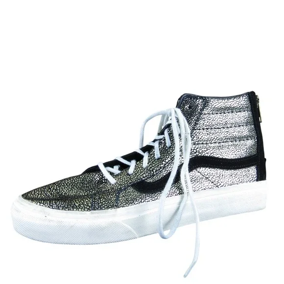 VANS Women SK8-Hi Slim Sneaker Gold Leather Sz‎ 7 Medium Gently Used 2025