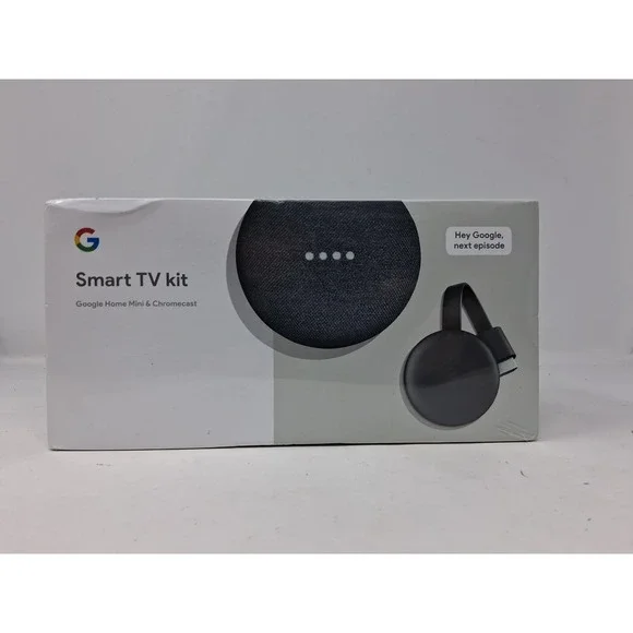 Google Smart TV Kit Home Mini + Chromecast Bundle New Sealed Voice Control. U