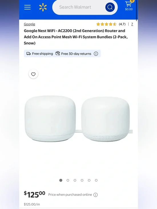 Google Nest WiFi AC2200 Mesh Router H2D + Point H2E in Snow White