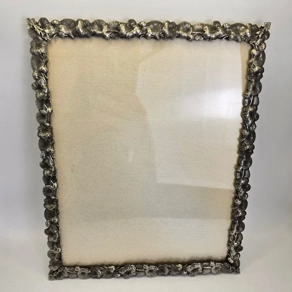 VTG Silver Plated Floral Picture Frame 8x10 Ornate Antique Style Ornate Border