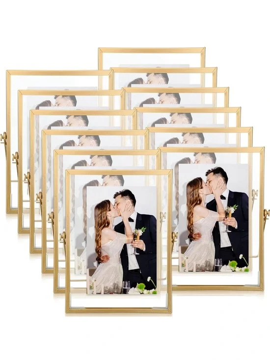12 Gold Double-Sided Rotating Photo Frame -