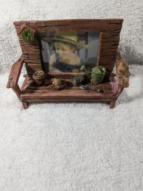 Bench Picture Frame Shaped Like an Old Log Bench Gift/Cottage Chic/Decor/ VTG