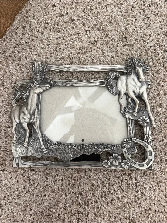 Silver Horse & Horseshoe Decorative Photo Frame