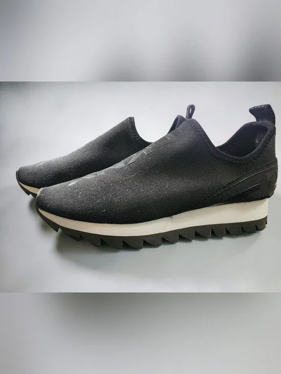 DKNY Black Knit Logo Slip-On Lug Sole Sneakers Women's Size 8