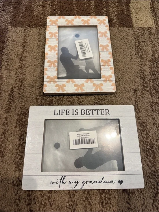 2-Pack - Life Is Better With My Grandma and Orange Bow Wooden Picture Frames
