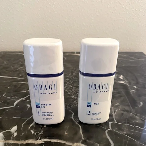Obagi Nu-Derm 2 Oz Foaming Gel and Toner set. For all skin types