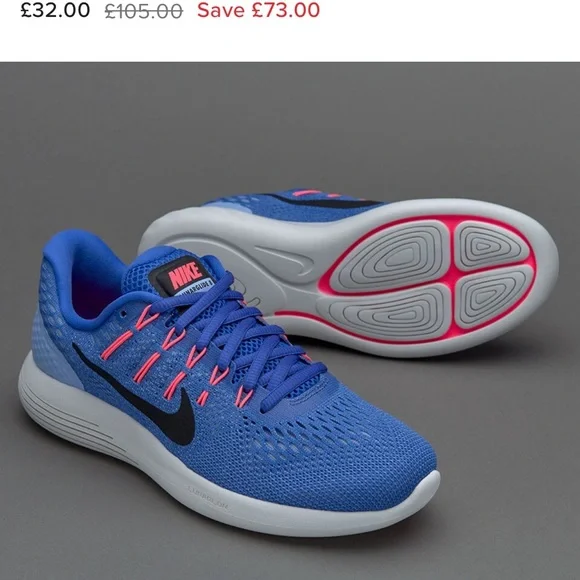 EUC Women’s Nike Lunarglide 8 SIZE 9 Shade Medium Blue/Black/Aluminum/Hot Punch