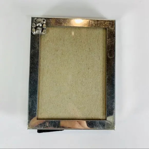 Vintage 80s Silver Teddy Bear Frame Tabletop 3.25 x 4.25