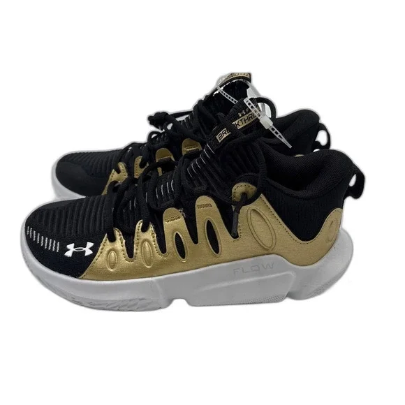 Under Armour Flow Breakthru 4 Black Gold Women's Basketball Shoes Size 8 DS