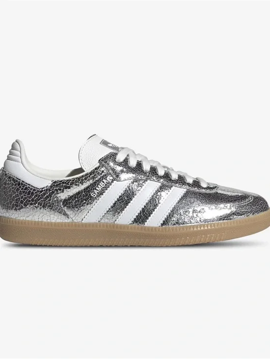 adidas Samba Metallic Silver and White Sneaker