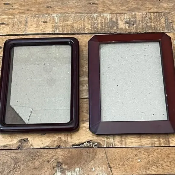 Vintage MCM Solid Dark Wood Picture Frames Set of 2 6 x 8 in