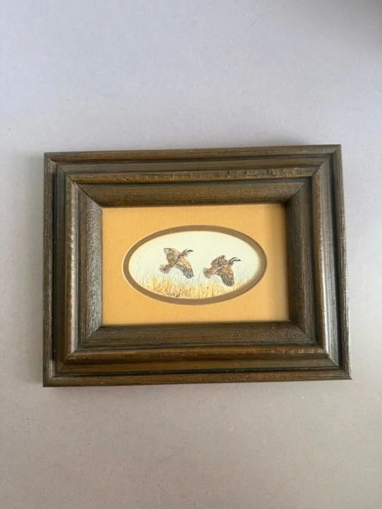 Original Rustic Brown Framed Game Bird Art Print - Home Accents