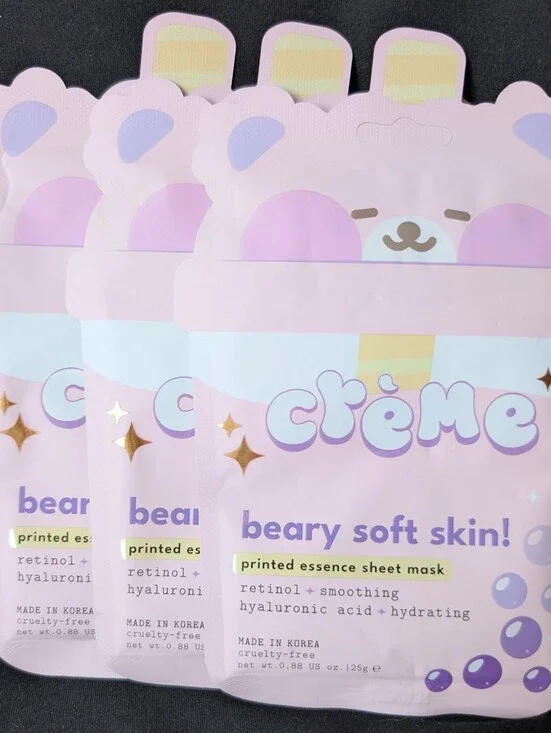 ❤️ Crème Shop 3 Beary Soft Skin! Retinol Masks K-Beauty Korean Skincare