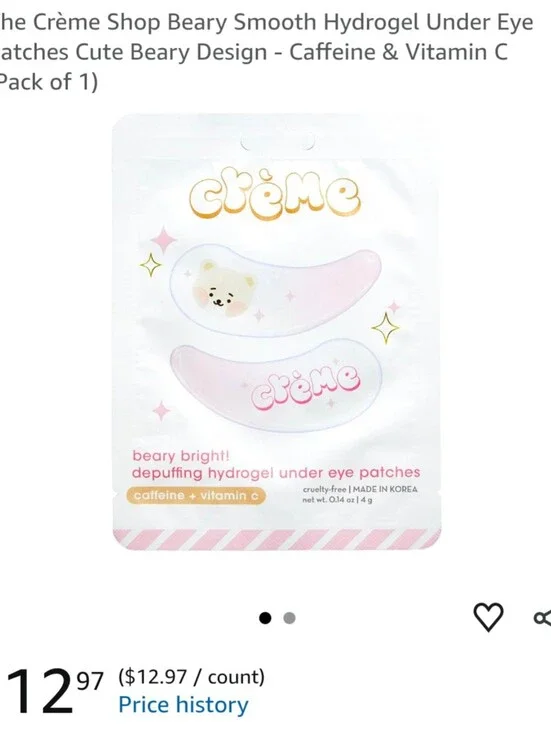❤️ 3 Crème Shop Beary Smooth Hydrating Hydrogel Under Eye Patches Masks