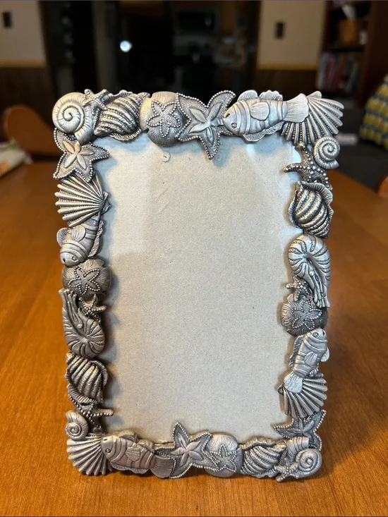 Coastal Seashell Decorative Photo Frame in Silver