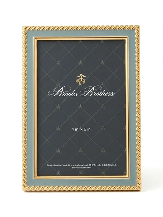 Brooks Brothers 4x6 Gold Twisted Rope blue Enamel Picture Frame NWT