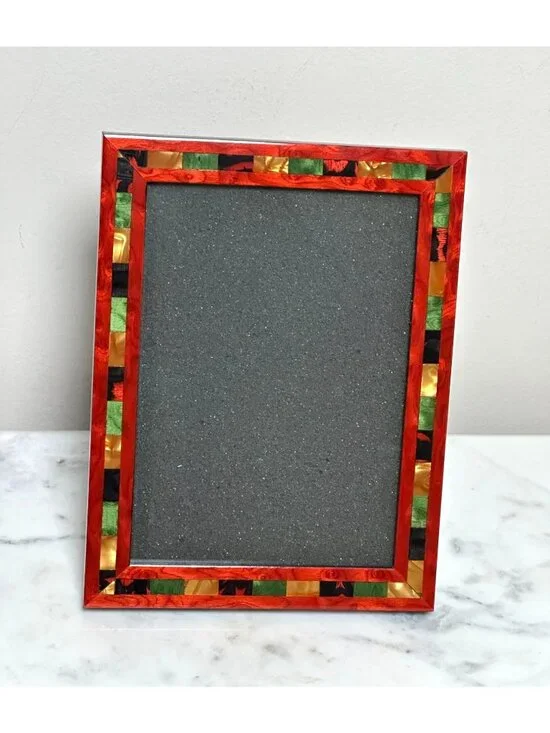 Vintage Red Mosaic Picture Frame 5x7 | Art Deco Style Photo Frame | Decorative
