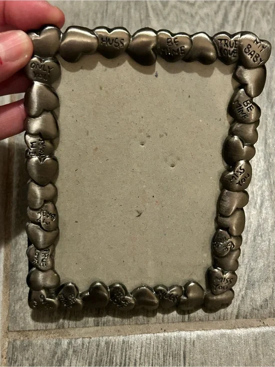 vintage conversation hearts pewter picture frame