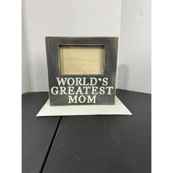Worlds‎ Greatest Mom Black and White Wood Frame 4x6 photo rustic