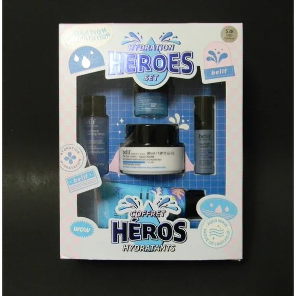 Belif Hydration Heroes Gift Set Aqua Bomb-Eye Bomb-Toner-Serum-Cleanser NIB