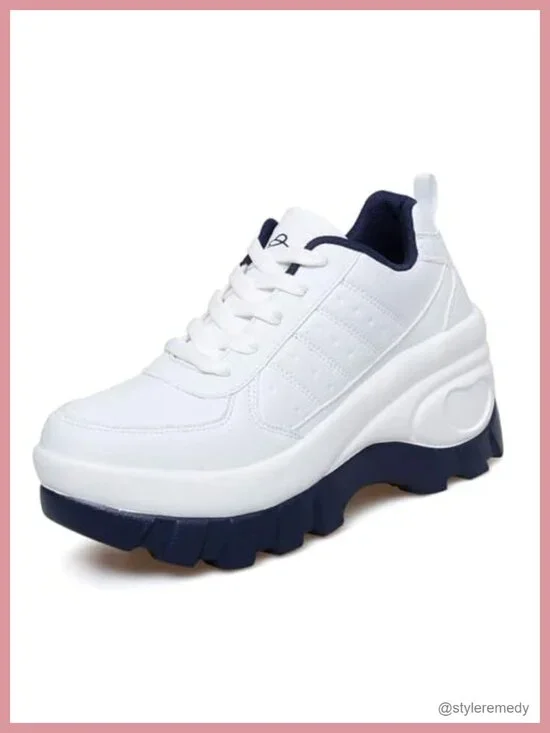 Womens Wedge Chunky Platform Non-Slip Walking Athletic Shoes
