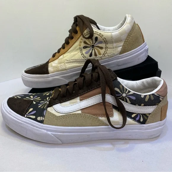Vans Old Skool Patchwork Floral Canvas Sneakers Womens Size 7