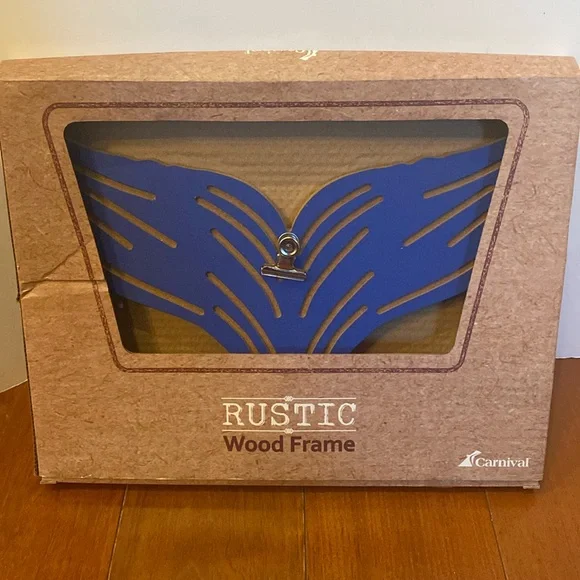 Carnival cruise Rustic Wood memory picture souvenir Frame blue whale tale