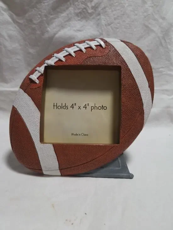 Football Shaped Picture Frame Holds 4 X 4 Photo
