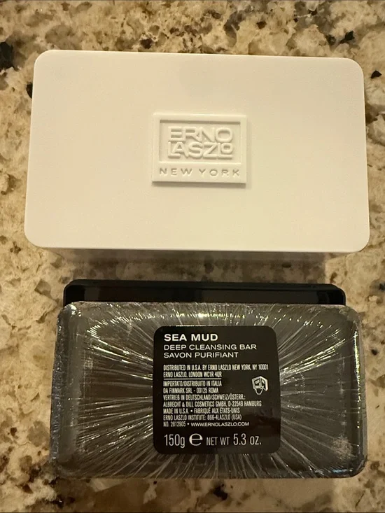 Erno Laszlo N.Y. Sea Mud Deep Cleansing Bar AND Very Rare Soap Dish/Box Set NEW