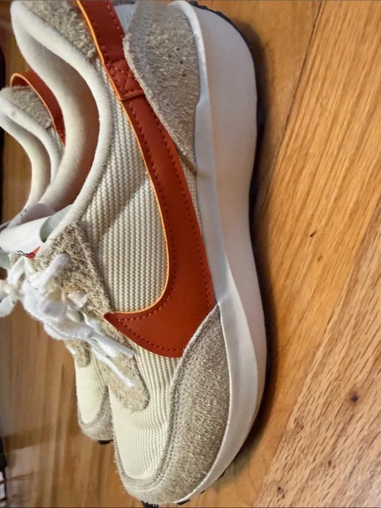 Nike Woman’s Sneakers - Cream Upper with Rust Orange Swoosh
