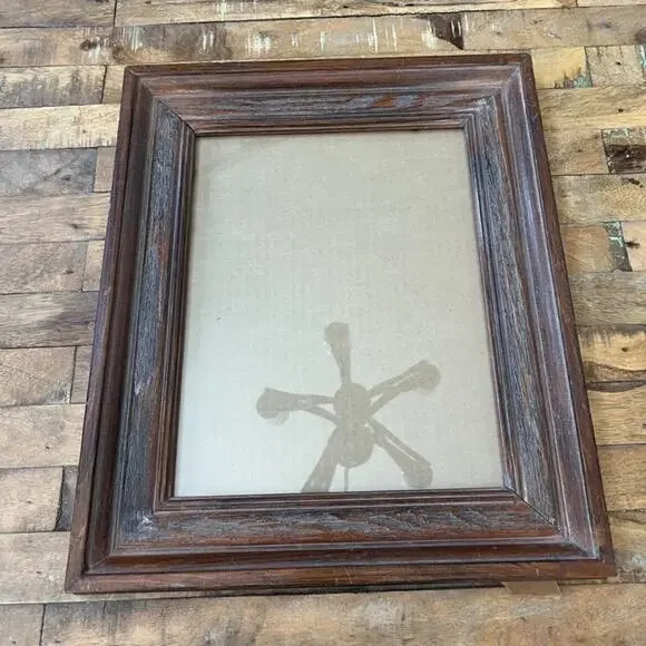 Vintage Photo Frame Rustic Brown Wood Hanging 10 x 13