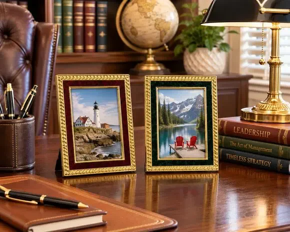Vintage Gold Picture Frame Pair 3.5x5