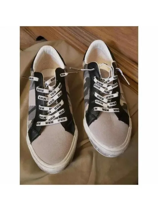 MMM Ruthy Suede Camo Sneakers Ribbon Lace Slip On Shoes Size 8