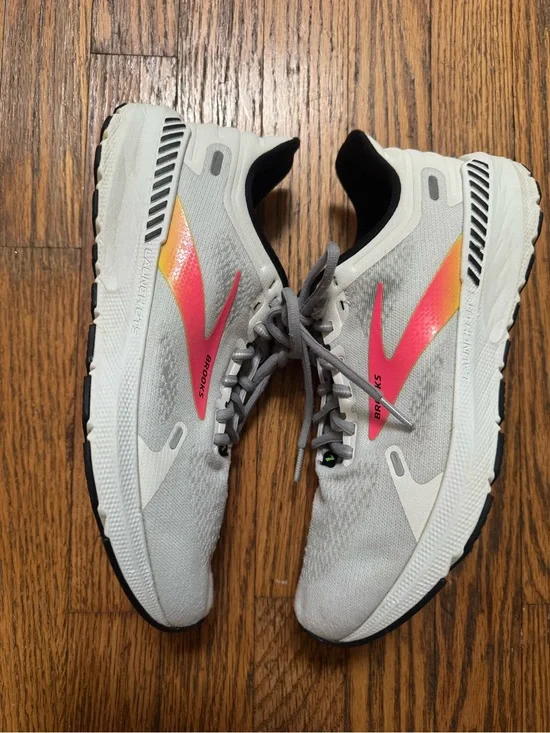 Brooks Women’s Running Shoes - Light Gray with Pink and Orange Accent 9.5