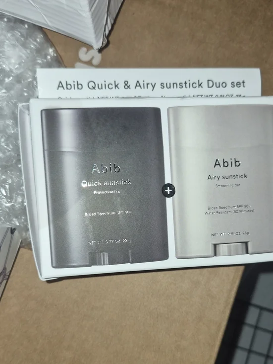 Abib Quick & Airy Sunstick Duo Set - Gray & White