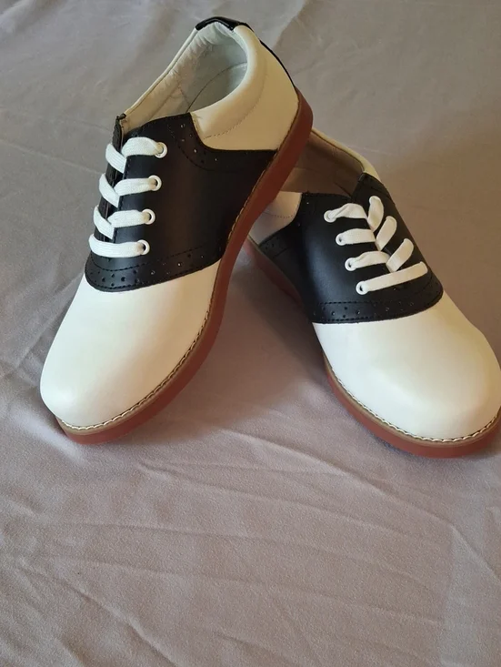 Women’s Two-Tone White and Black Athletic Saddle Shoes by