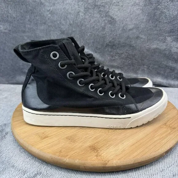 Sorel Canvas High Top Shoes Womens Size 9 Black Casual Sneakers NL2865-010
