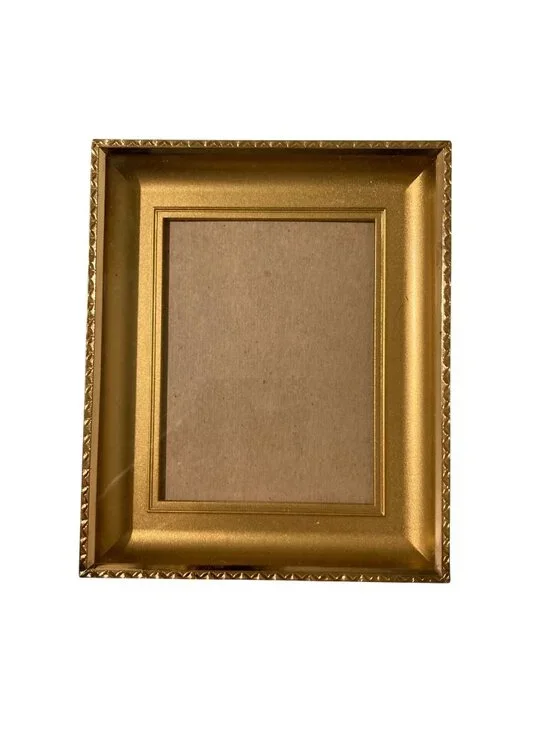 Gold-Toned Small Miniature Picture Frame With Decorative Edges