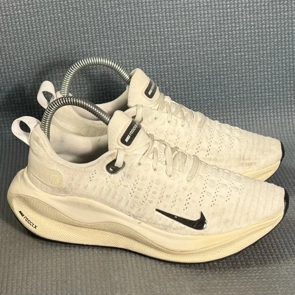 Nike Women's White Cream Running Shoes with Black Swoosh