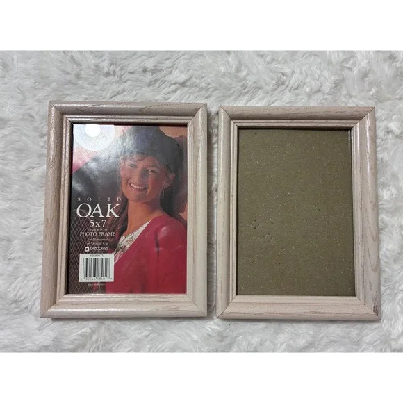 Vintage Solid Oak 5x7 Photo Frame Set of 2 Whitewash Wood