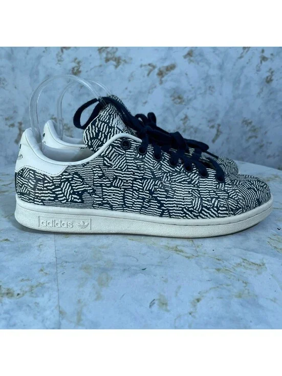 Adidas Originals Stan Smith Women's Size 7.5 Shoes White Blue Athletic Sneakers
