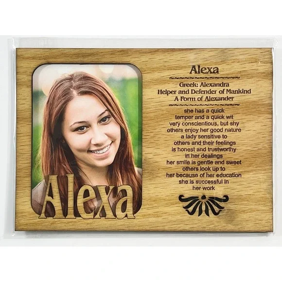ALEXA Personalized Name‎ Profile Laser Engraved Wood Picture Frame Magnet