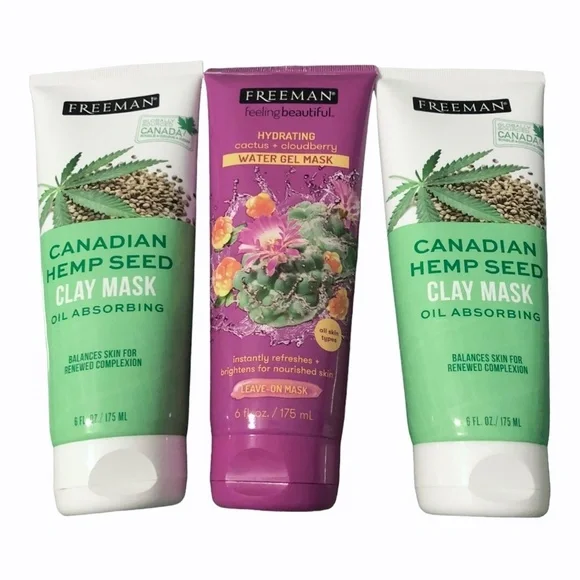 3 Freeman mask set Cactus Cloudberry Water Gel mask Canadian hemp Seed Clay mask